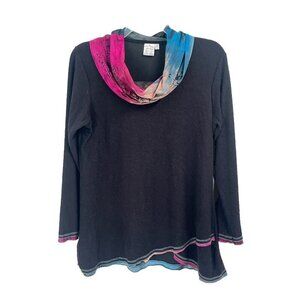 Parsely and Sage Textured top Funnel Neck Art to WearBoho Hippie Sz Medium